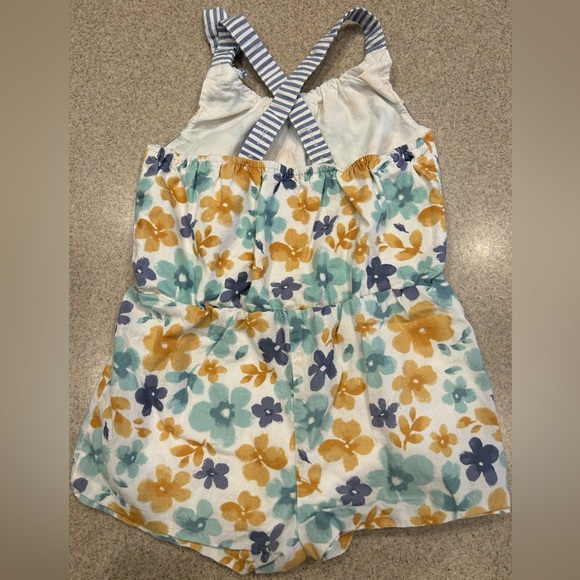 Emma's Garden Blue & Mustard Floral Romper 3T - Picture 2 of 3